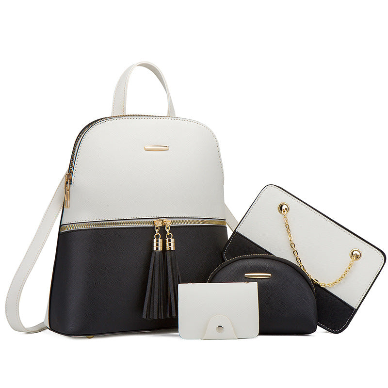 Wholesale PU Backpack, Single Shoulder Diagonal Cross Mother Bag, Four Piece Backpack Set
